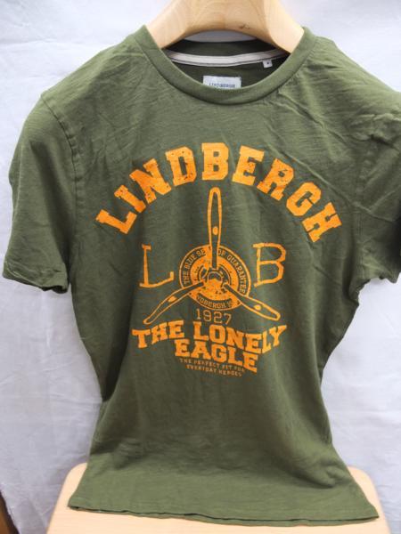 送料無料！半袖Tシャツ　ムラ糸天竺　ロゴプリント　Lサイズ　グリーン系カーキ　LINDBERGH★未使用格安！_画像2