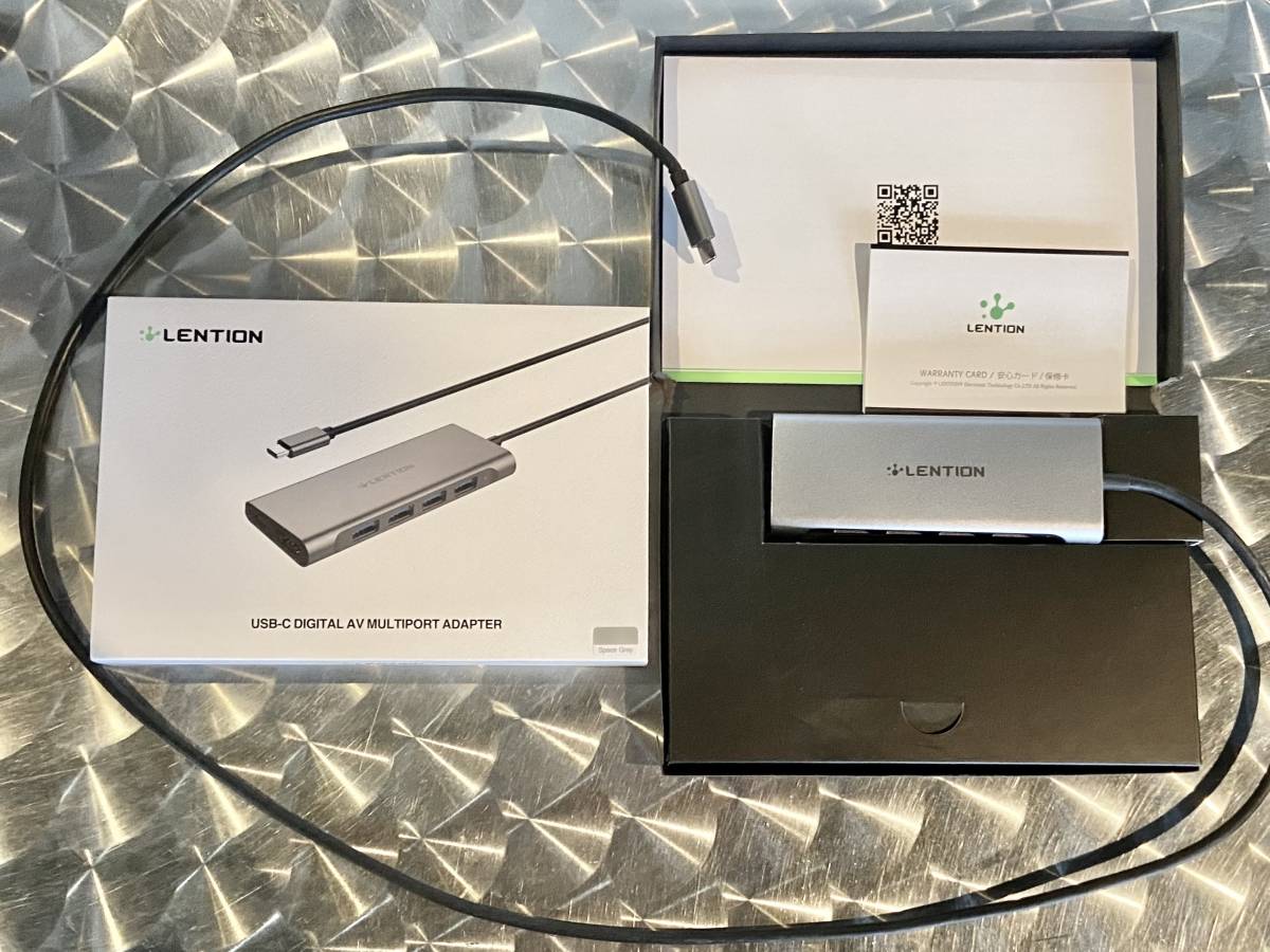 LENTION 6in1 USB Type C ハブ 1メートルケーブル USB 3.0 ×4 4K HDMI PD充電 60W CB-C35-1M USB-C 交換アダプタ