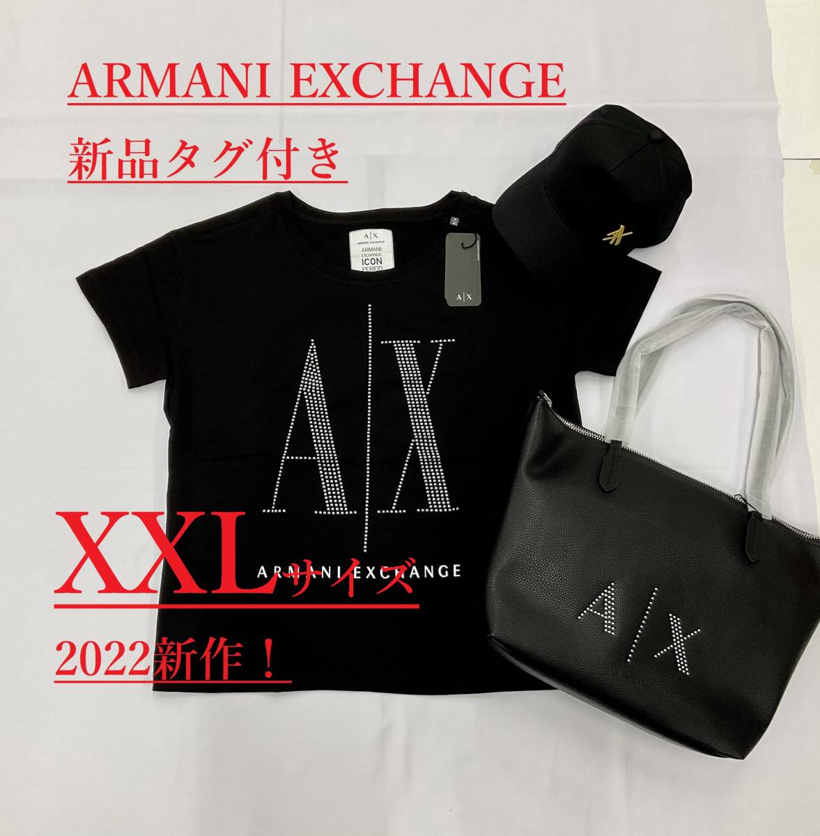 AXロゴ レディース Tシャツ0122 XXLサイズ ブラック 新品タグ付き