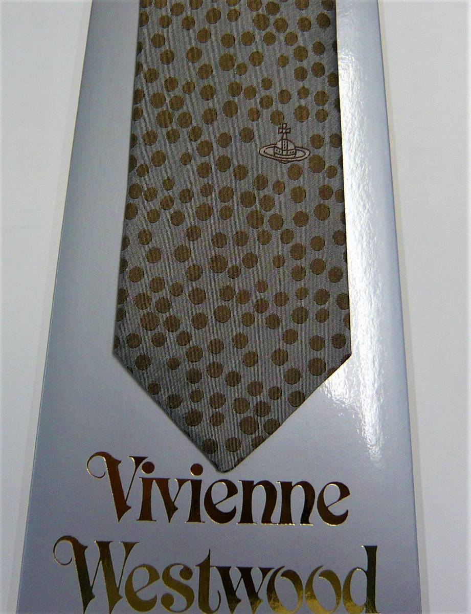  Vivienne галстук 8.5cm 24 новый товар с биркой специальный чехол нет . сам для VIVIENNE WESTWOOD серый * бежевый 