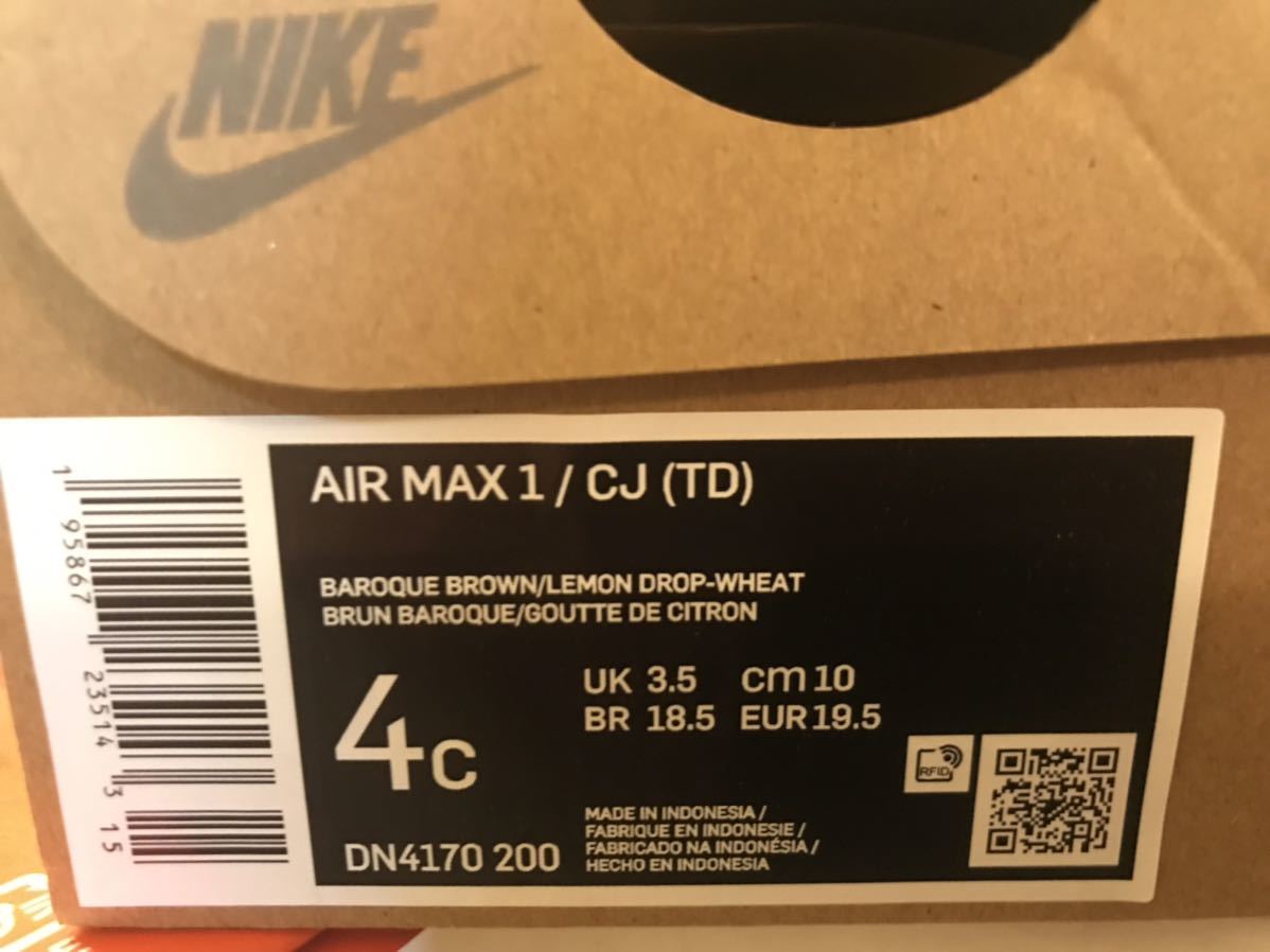 新品 国内正規品 Travis Scott Nike TD Air Max 1 CACT.US Brown 【10cm】 ナイキ エアマックス トラビス スコット_画像2