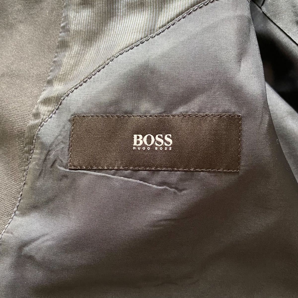 ヒューゴボス【圧巻の3ピース】HUGO BOSS シングルスーツ 黒 ブラック 48 L〜XL位 ラムウール 羊毛 スリーピース_画像5