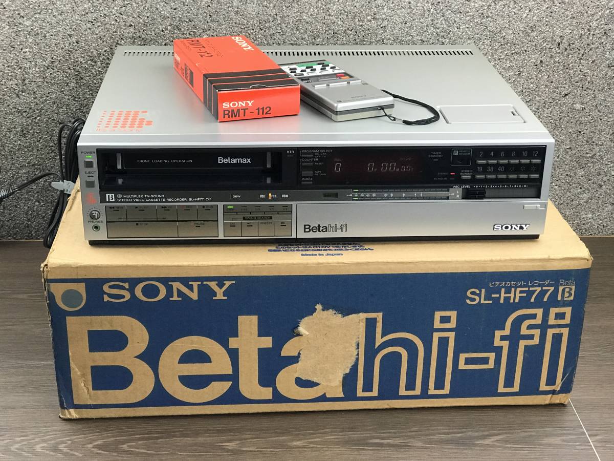 箱 リモコン付 簡易動作確認済み ジャンク 修理必須 ソニー SONY Beta hi-fi ベータ ビデオデッキ SL-HF77 ※再生時映像・音声に難あり