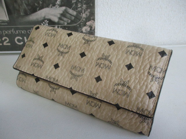 □【未使用品】MCM/エムシーエム レディース モノグラム 三つ折り 長