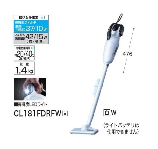 【信頼】 マキタ CL181FDRFW HIGH/LOW切替付18V充電式クリーナ－ カプセル式 白 新品 コードレスタイプ