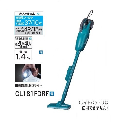  Makita CL181FDRF+ Cyclone unit + soft bag HIGH/LOW switch attaching 18V rechargeable cleaner Capsule type blue A-67169 A-67153 new goods 