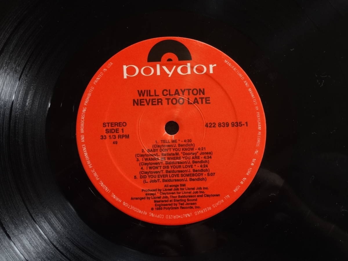 Will Clayton　　Never Too Late　　Polydor422 839 935_画像4