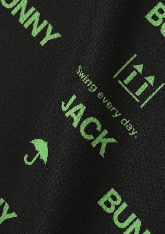新品 パーリーゲイツ ジャックバニー ゴルフアート総柄 ハニカムメッシュ 半袖ポロシャツ(5)サイズL/黒 JACK BUNNY 2022年最新モデル 