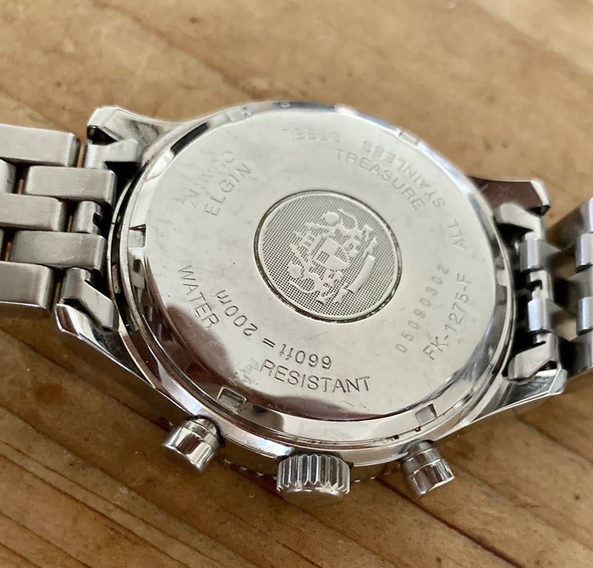 稼働品】エルジン☆ELGIN☆クロノグラフ☆パイロット☆メンズ腕時計