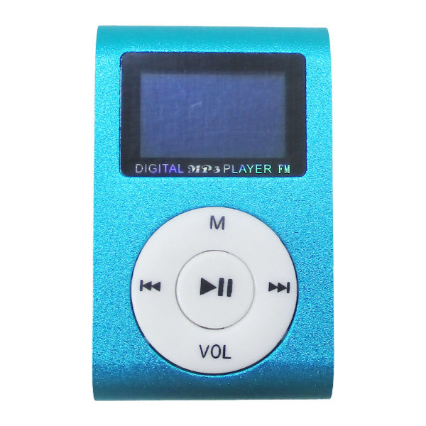 MP3 player aluminium LCD screen attaching clip microSD type MP3 player blue x1 pcs * free shipping outside fixed form 
