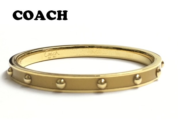 【COACH】(NO.0510）コーチ バングル　スタッズ　イエロー×ゴールド系　ブレスレット_画像1