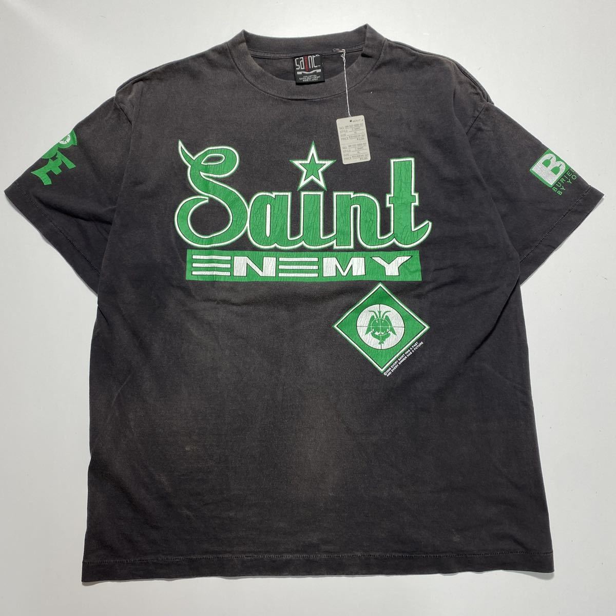 【XL】新品 SAINT MICHAEL SAINT ENEMY S/S TEE セントマイケル エネミー 半袖Tシャツ Tシャツ ヴィンテージ加工 (SM-S22-0000-012) R1205