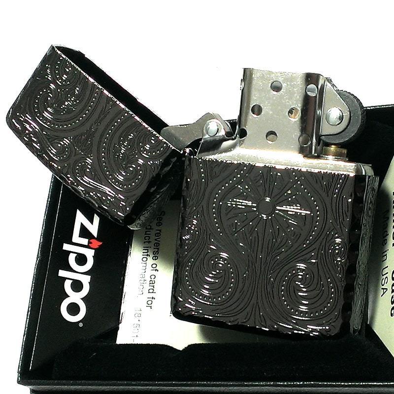 ZIPPO ライター アーマー アラベスク ラグジュアリー ５面 ニッケルブラック ジッポ ライター かっこいい 豪華 繊細 コーナーリューター_画像7