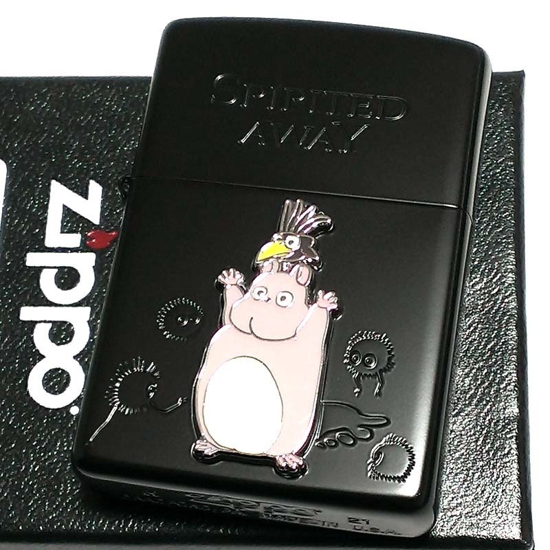 ZIPPO スタジオ ジブリ 千と千尋の神隠し 坊ネズミ ハエドリ ススワタリ メタル マットブラック ライター ジッポ 黒 可愛い 映画_画像1