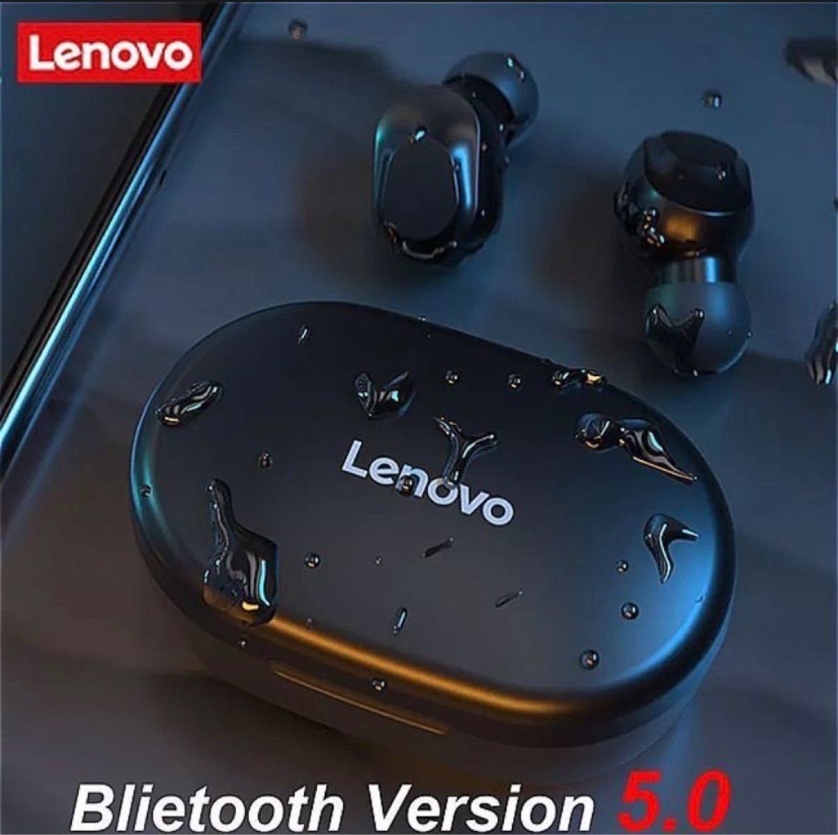 ワイヤレスイヤホン Bluetoothイヤホン イヤフォン レノボ Lenovo ノイズカット 防水 音声アシスタント 新品 黒色