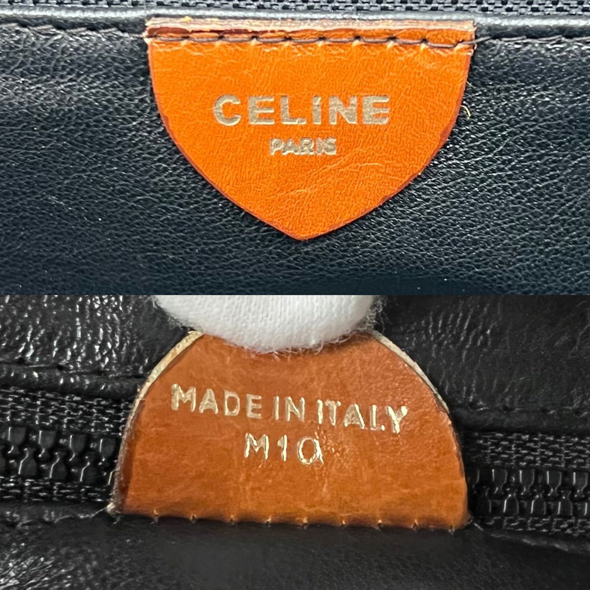 美品●1円●CELINE オールド セリーヌ レザー シボ革 ガンチーニ金具 丸型 ショルダーバッグ カーキグリーン ゴールド金具 ヴィンテージ_画像10