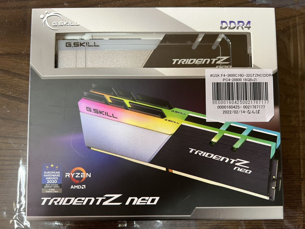 新品未開封品 DDR4 G.SKILL TRIDENT Z neo 32GB(16GB×2) F4-3600C16D