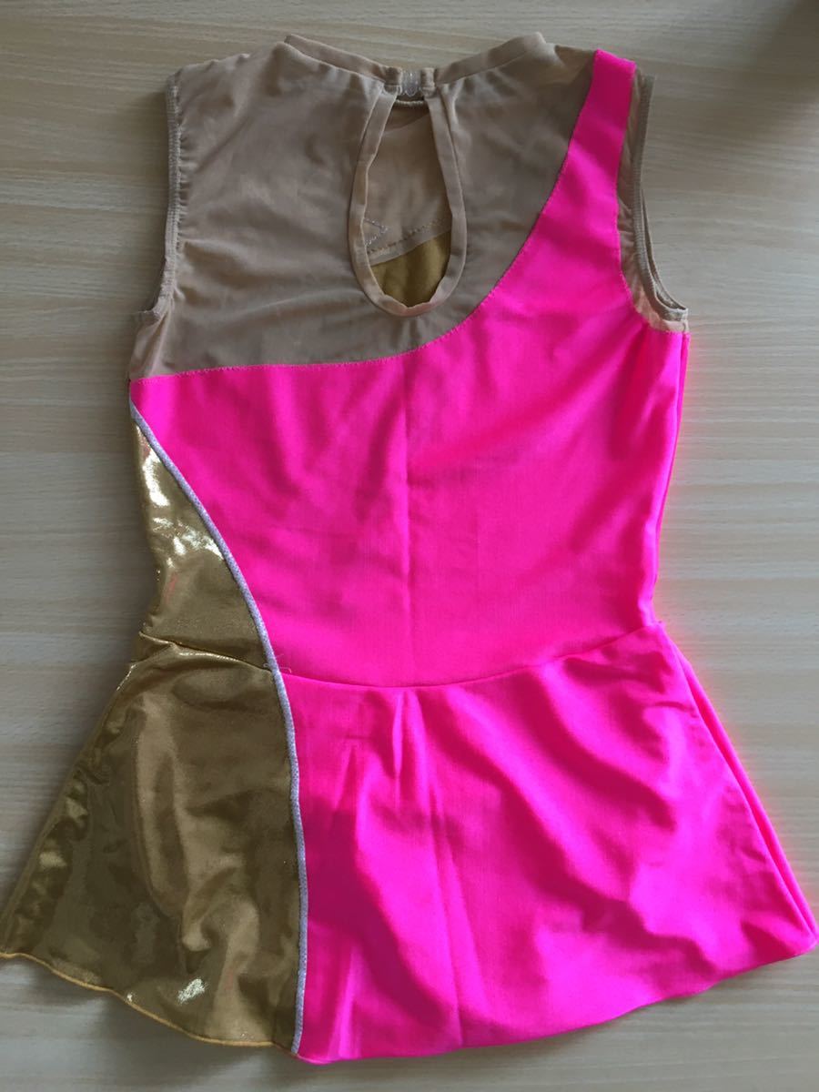 o Lynn Stone rhythmic sports gymnastics Leotard *JM* pink * Gold *130,140,150* Sasaki * tea cot 