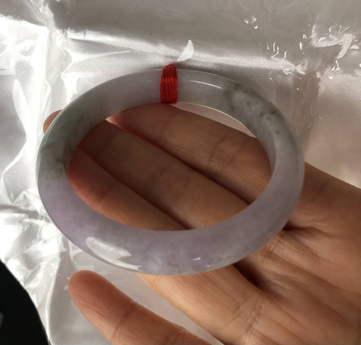翡翠バングル 春彩ピンクラベンダー グリーン 56mm ミャンマー本翡翠