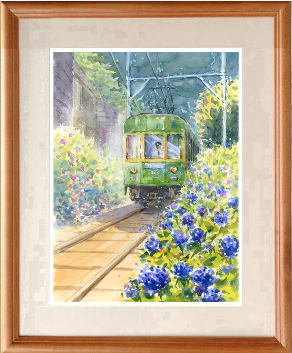 水彩画原画 江ノ電江ノ島駅5 水彩画原画 江ノ電江ノ島駅5