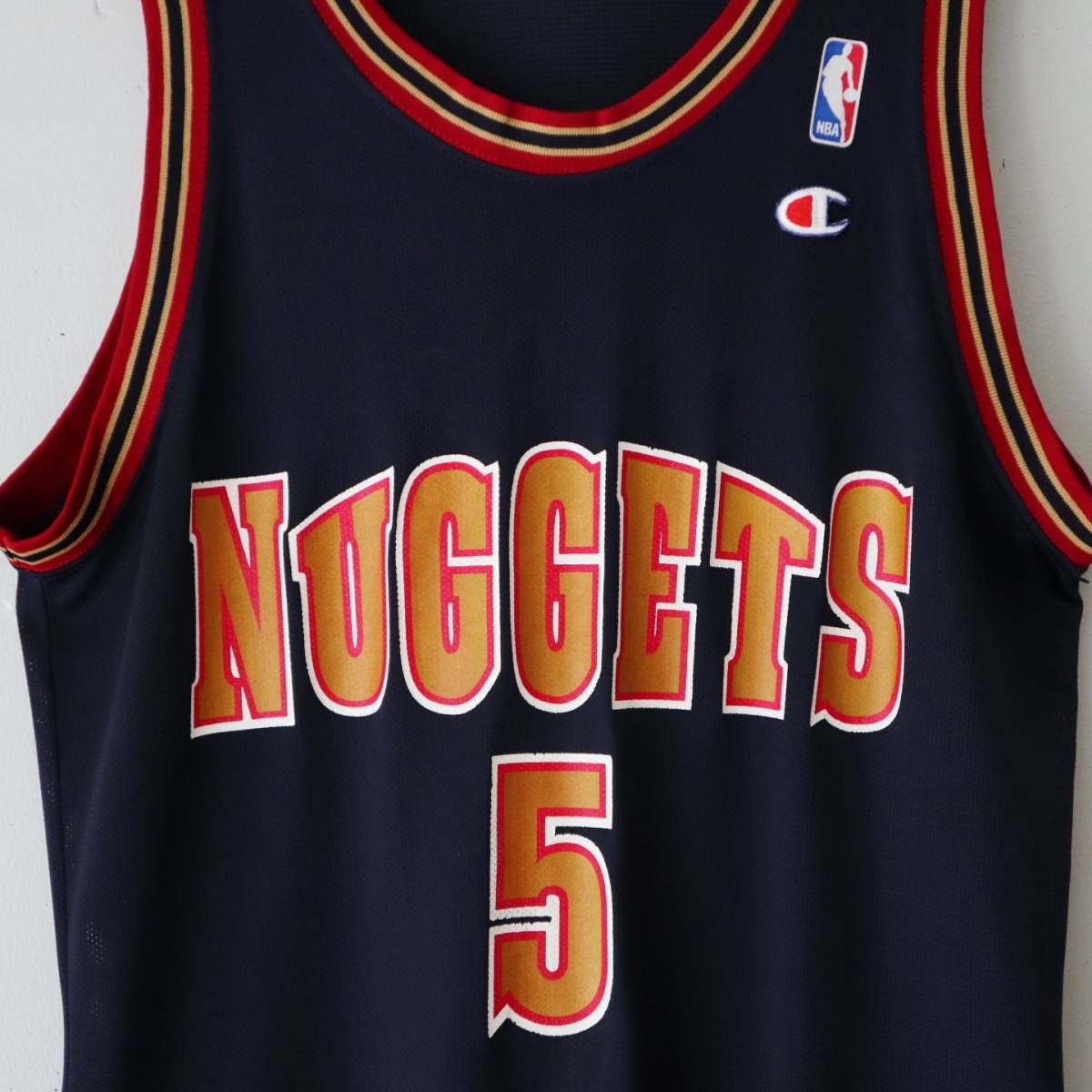 [USA製]90's Champion Jalen Rose ゲームシャツ NBA ジェイレン・ローズ Nuggets ナゲッツ チャンピオン ユニフォーム 古着 90年代 Tシャツ_画像7