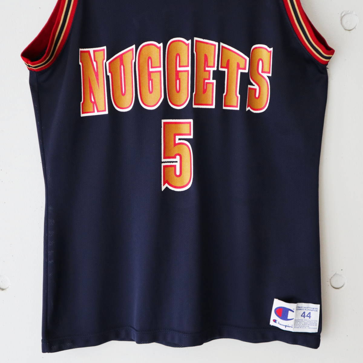 [USA製]90's Champion Jalen Rose ゲームシャツ NBA ジェイレン・ローズ Nuggets ナゲッツ チャンピオン ユニフォーム 古着 90年代 Tシャツ_画像6