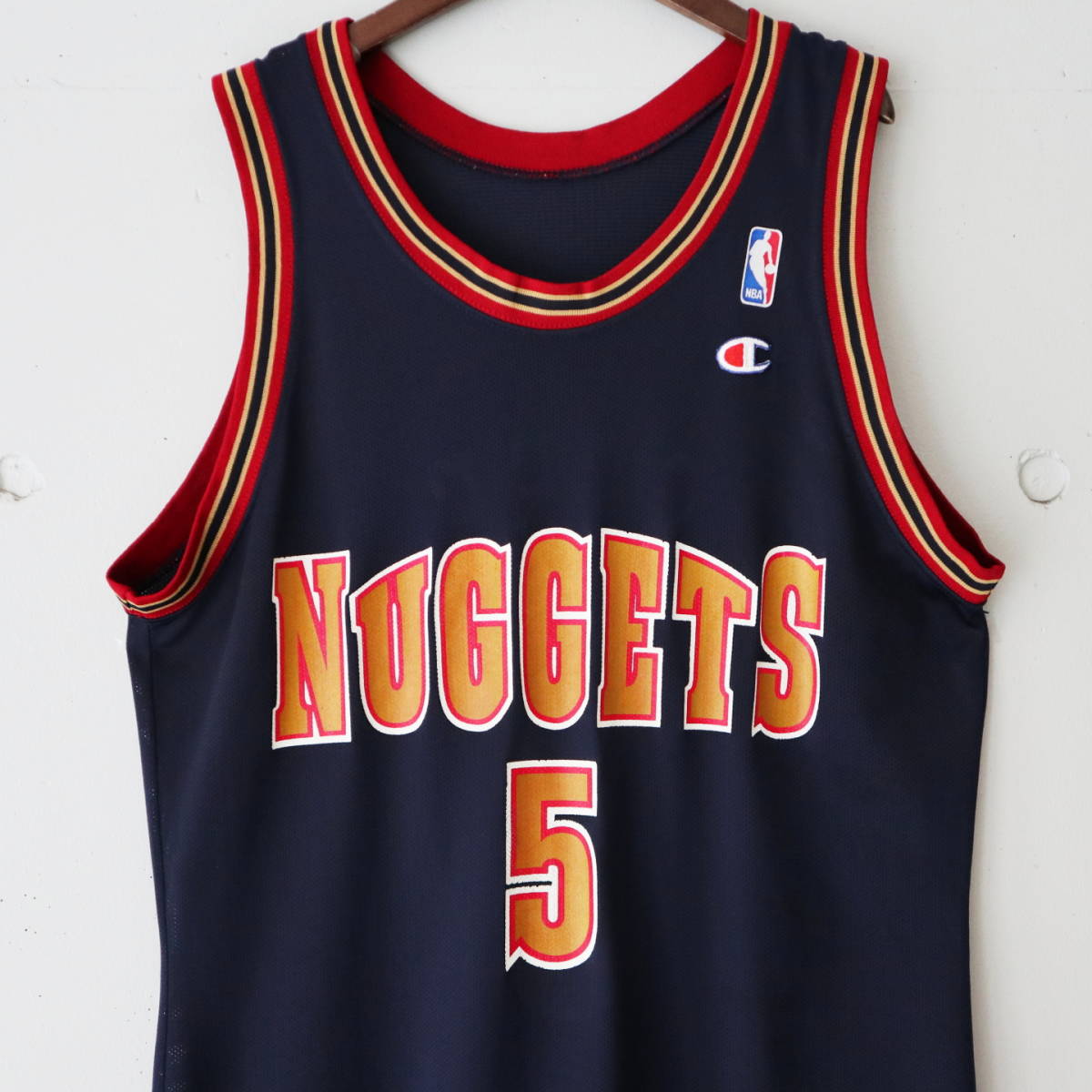 [USA製]90's Champion Jalen Rose ゲームシャツ NBA ジェイレン・ローズ Nuggets ナゲッツ チャンピオン ユニフォーム 古着 90年代 Tシャツ_画像5
