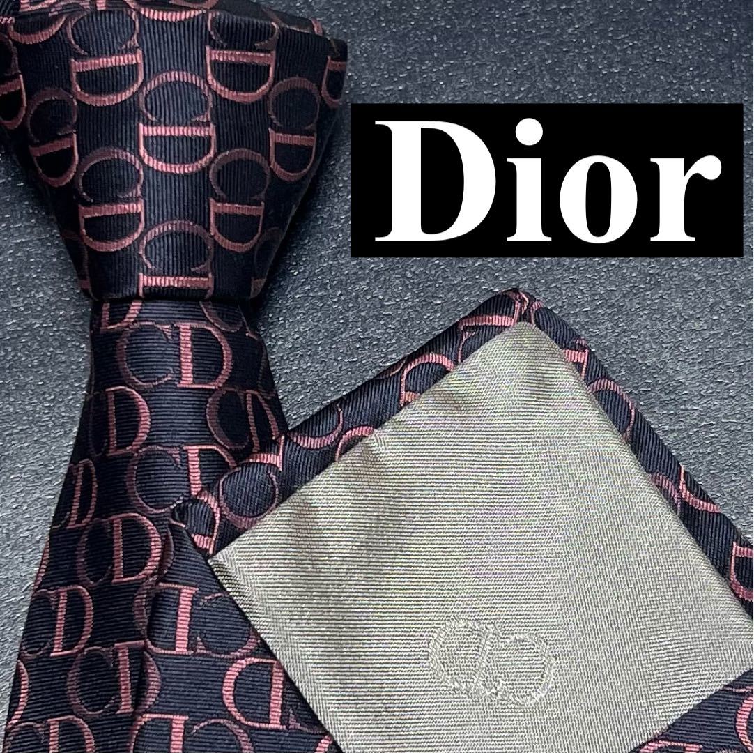 未使用 Christian Dior ディオール ネクタイ シルク 蜂 bee CD柄 ピンク シルバー 桃 銀 光沢感 ツヤ メンズ トロッター  オブリーク ICON