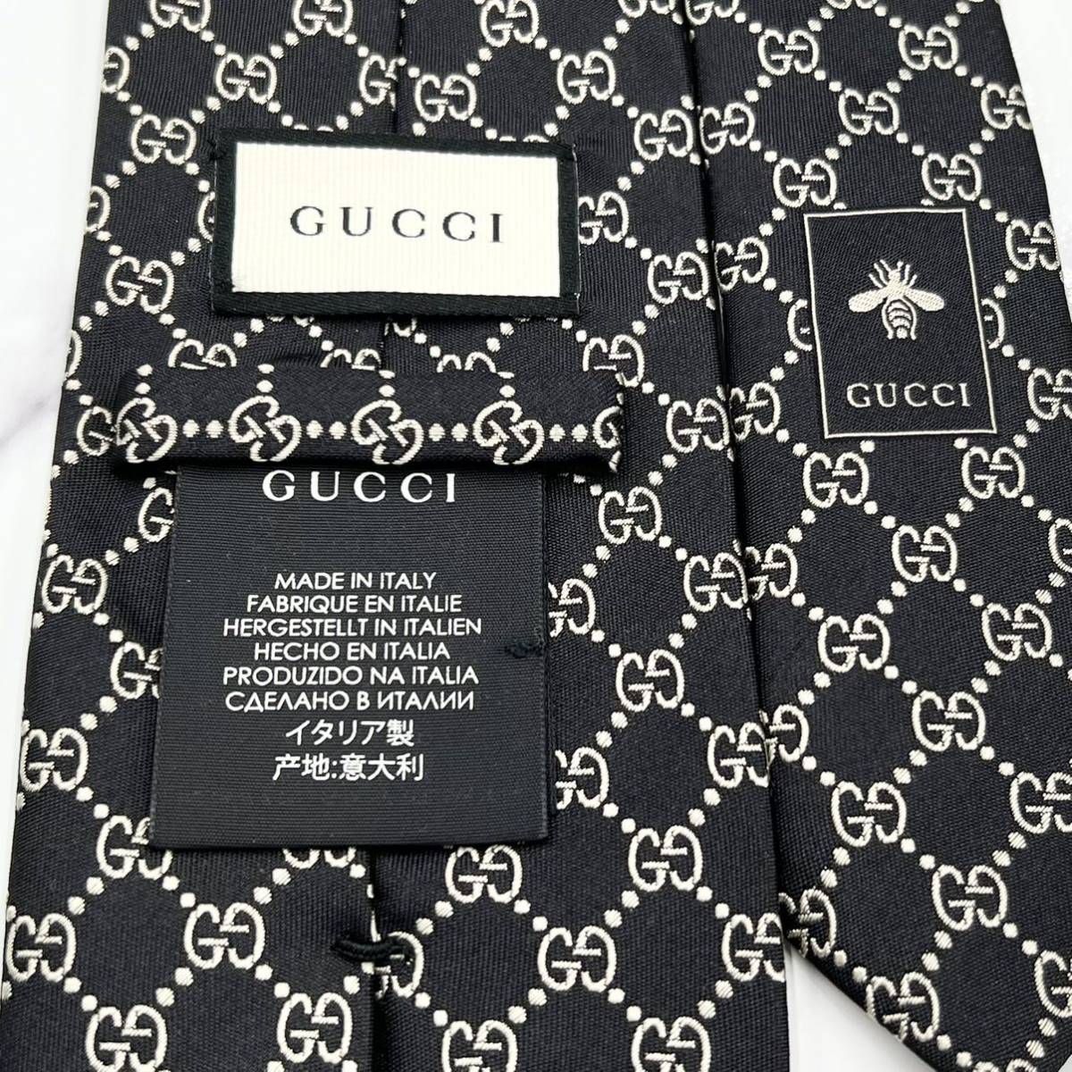未使用 希少 ネクタイ 現行タグ GUCCI グッチ シルク100% GG柄 GG