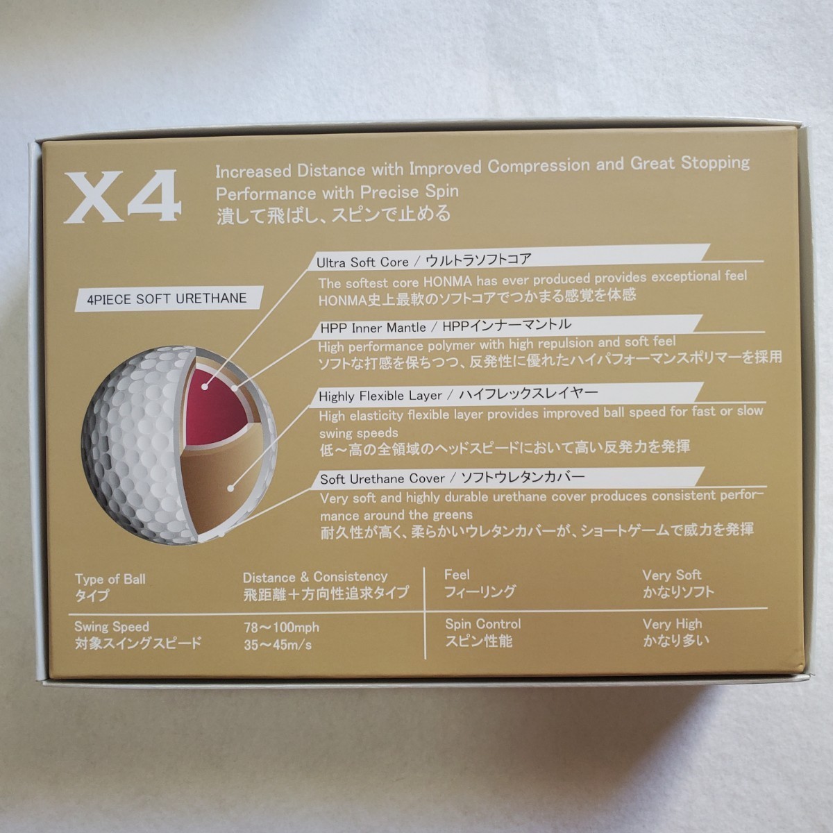 本間ゴルフ ゴルフボール X4 ホワイト 4ダース www.esole.eu