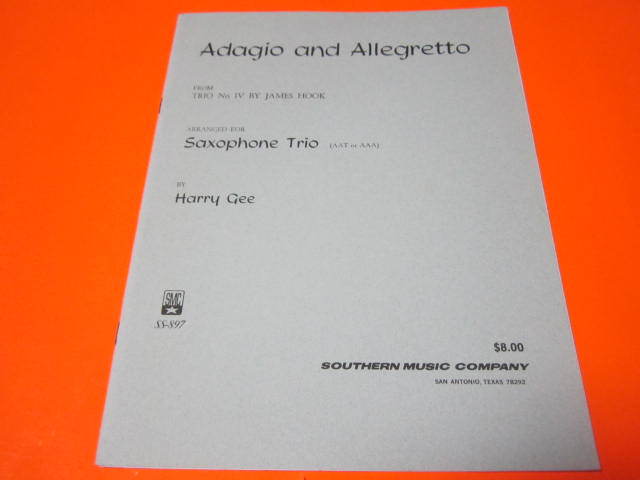 ♪輸入楽譜（サックス・トリオ）Adagio and Allegretto: Saxophone Trio　ジェームズ・フック　サクソフォン　パート譜付き_画像1