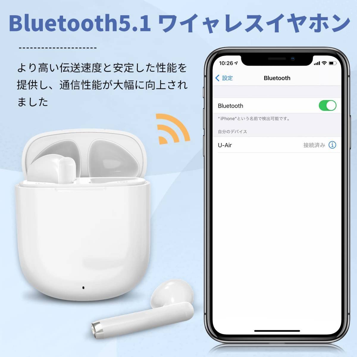 613 【ジャンク】 Bluetoothイヤホン ワイヤレスイヤホン ブルートゥースイヤホン Hi-Fi Bluetooth 5.1 EDR搭載 音量調整可能_画像6