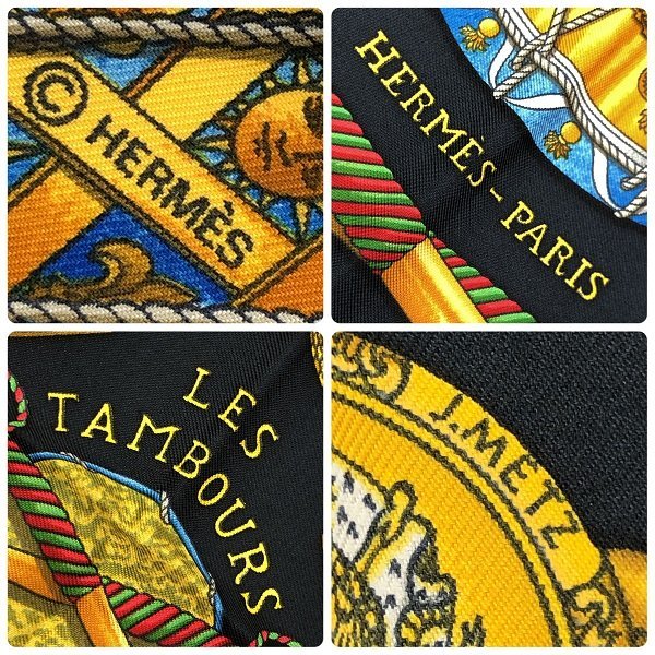 美品 HERMES エルメス スカーフ カレ90 タンブールの太鼓/LES TAMBOURS