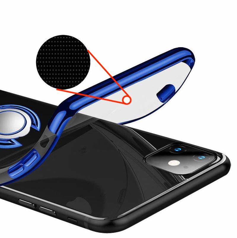 iPhone11 6.1in リング付きケース 【青】 透明 メッキ柔らかい殻 スタンド 滑り防止 耐衝撃カ 黄変防止 軽量 薄型 TPU 全面保護 超耐久_画像5