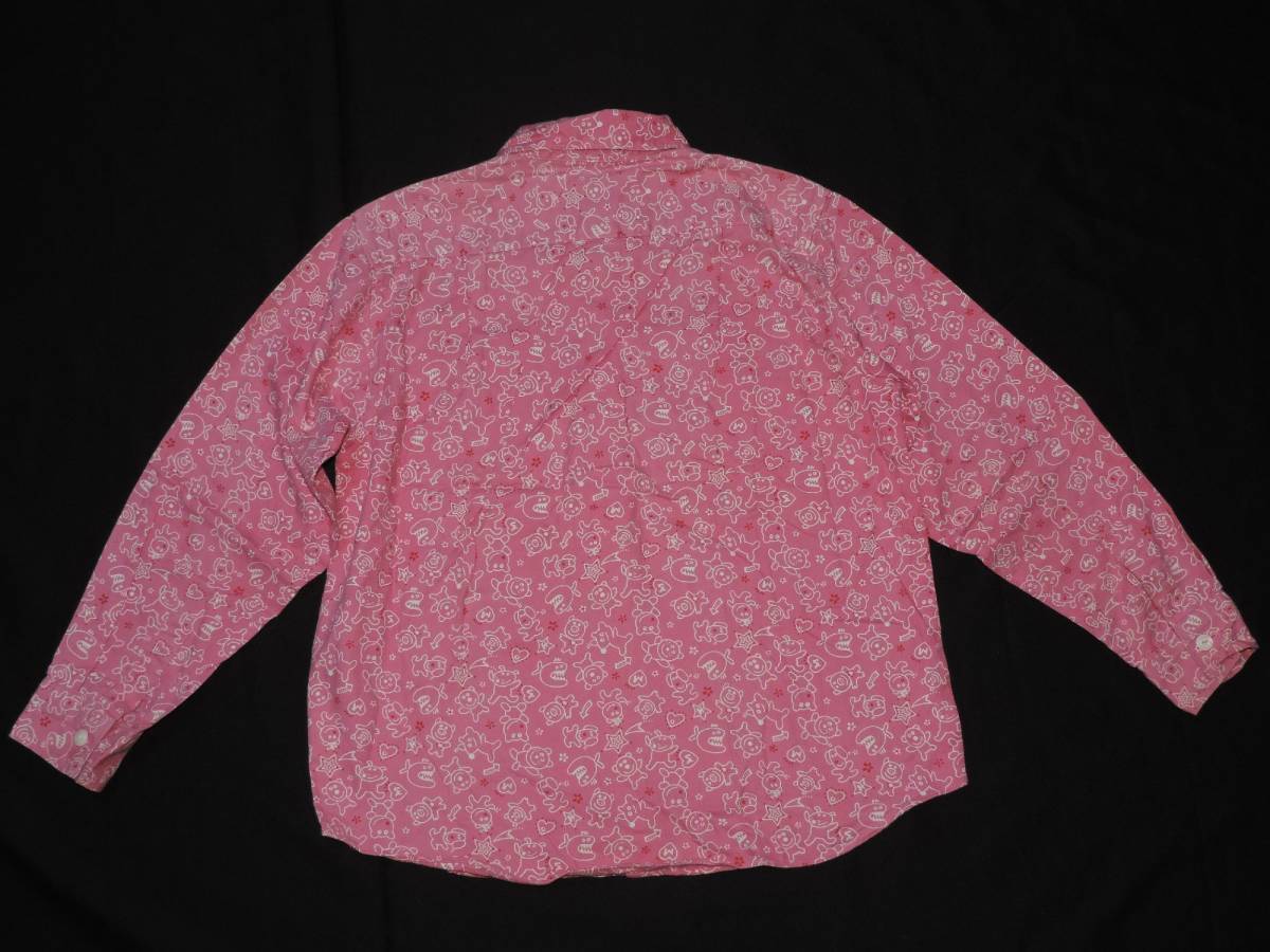 * Miki House. животное принт розовый рубашка с длинным рукавом . Denim LAP юбка. верх и низ в комплекте *130 см *