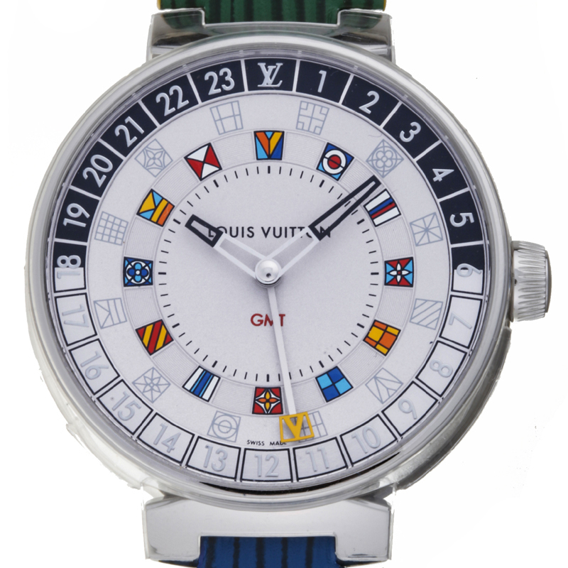 超激安 ［飯能本店］LOUIS DH63571 ステンレススチール 腕時計 QA096 GM デュアルタイム ムーン タンブール ルイ・ヴィトン LV VUITTON ルイ・ヴィトン