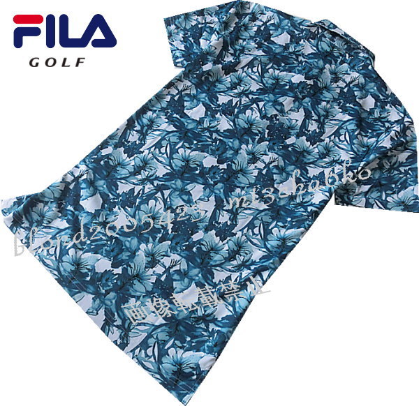 ■新品【FILA GOLF】フィラゴルフ/フラワー柄吸汗速乾DRYポロシャツ■BL/L_画像5