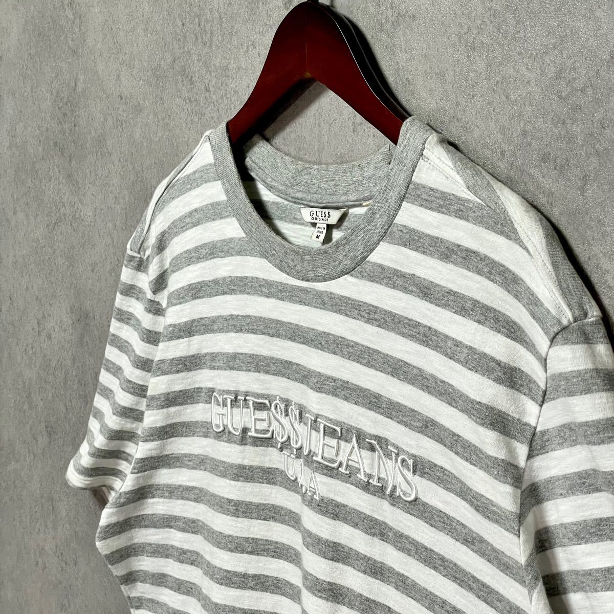 STUSSY(ステューシー)》90s´紺タグ ロゴ刺繍ボーダーリンガーTシャツ-