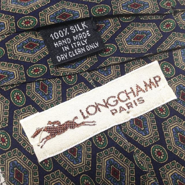 ロンシャン Longchamp 微光沢 ネクタイ イタリア製 シルク100% パターン柄 ミックス N-007443 ゆうパケット_画像5