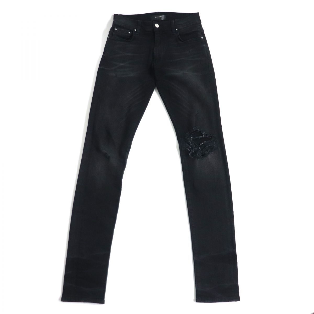 美品□AMIRI/アミリ コットン レザーパッチ付き クラッシュデニム
