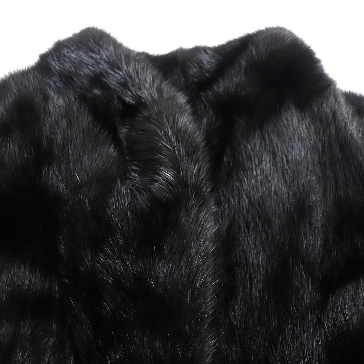 オイルペイント 極美品▽MINK ミンク 逆毛 本毛皮コート ブラック