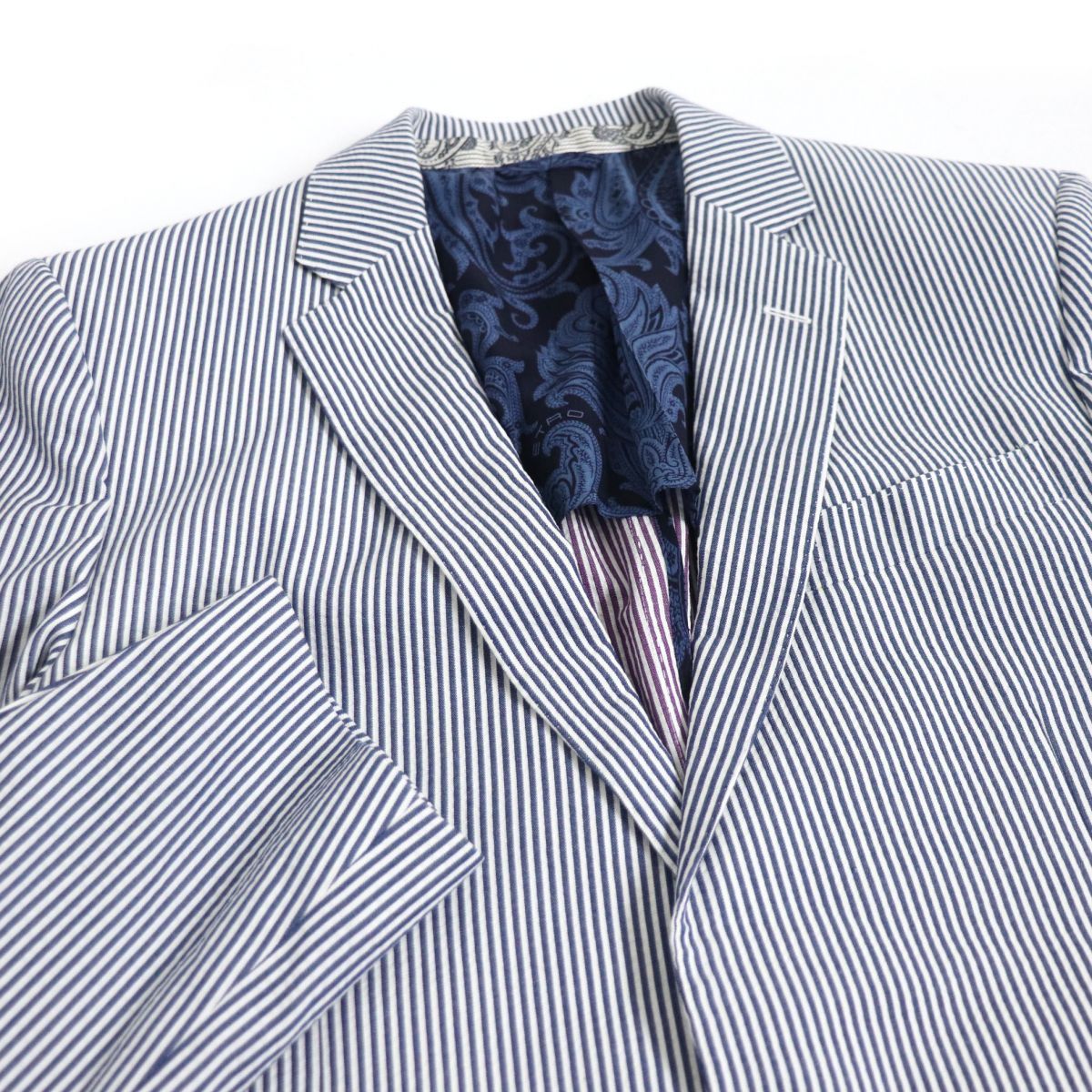 未使用品□ETRO/エトロ ストライプ/ペイズリー柄 裏地シルク100