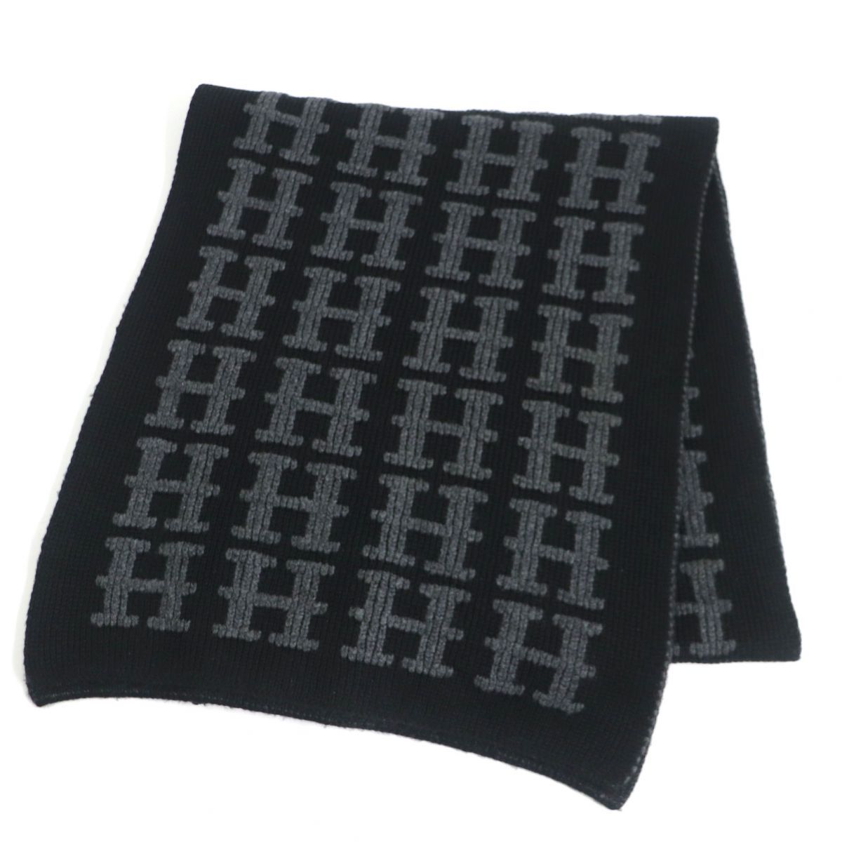 美品□HERMES/エルメス マルジェラ期 Hロゴ総柄 カシミヤ100