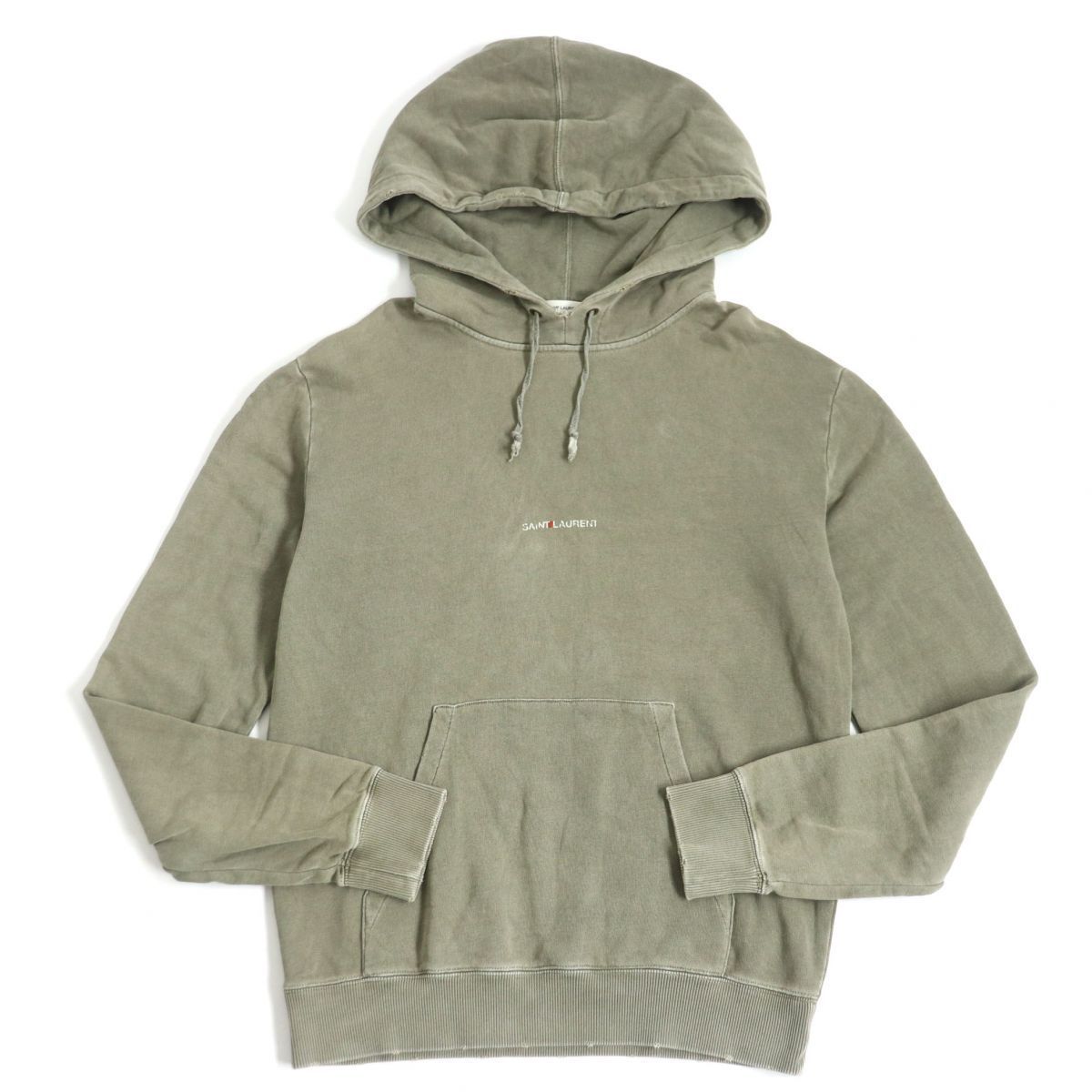 極美品□2018年製 サンローランパリ 532119 USED加工 ロゴフーディー