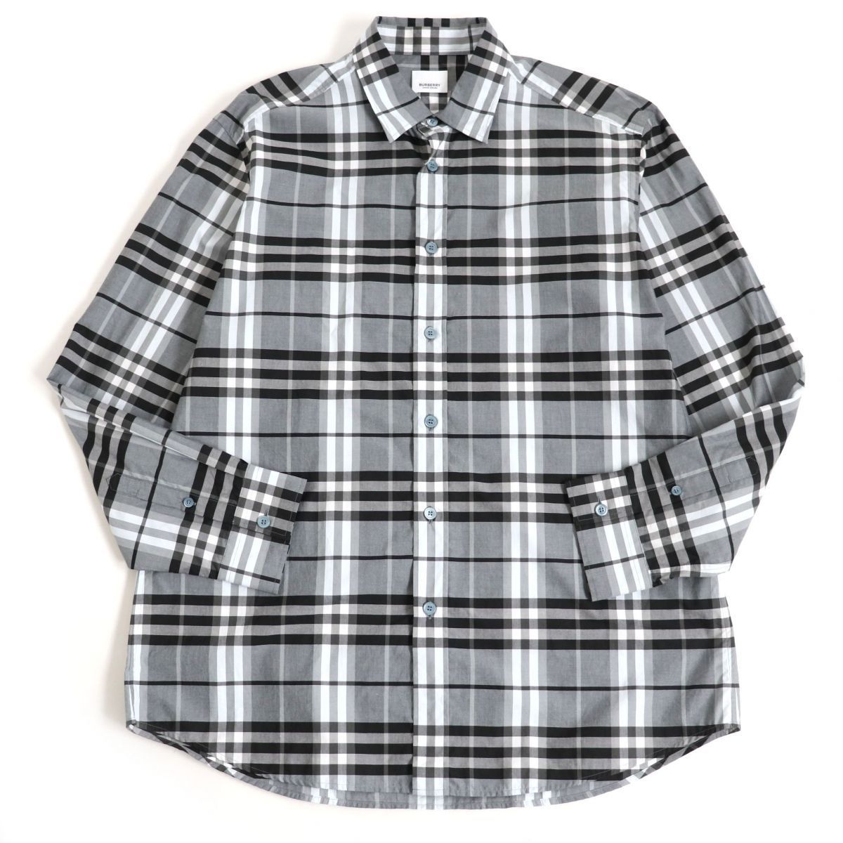 美品□BURBERRY/バーバリー チェック柄 コットン100% ロゴボタン 長袖