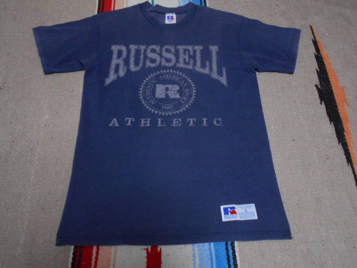 １９８０年代中期製 RUSSELL ATHLETIC MADE IN USA ラッセル トリコ染込みタグ Tシャツ バスケットボール フットボール ビンテージ VINTAGE_画像1