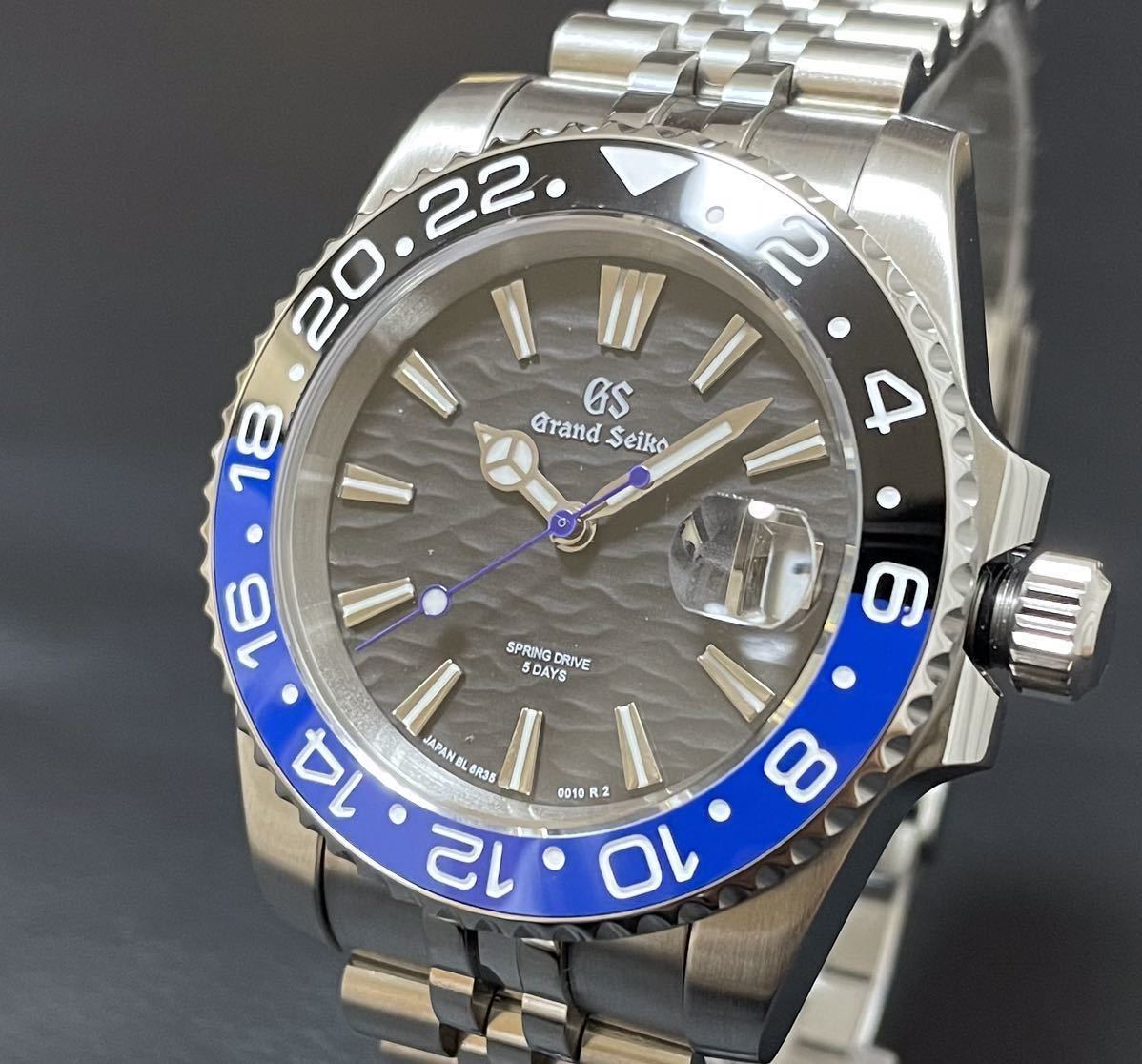 1円～ SEIKO カスタム ダイバーズ 青 黒 GMT mod ブルー ブラック 裏スケ 自動巻 GS セイコー nh35 seikomod ジュビリー マスター 腕時計_画像1