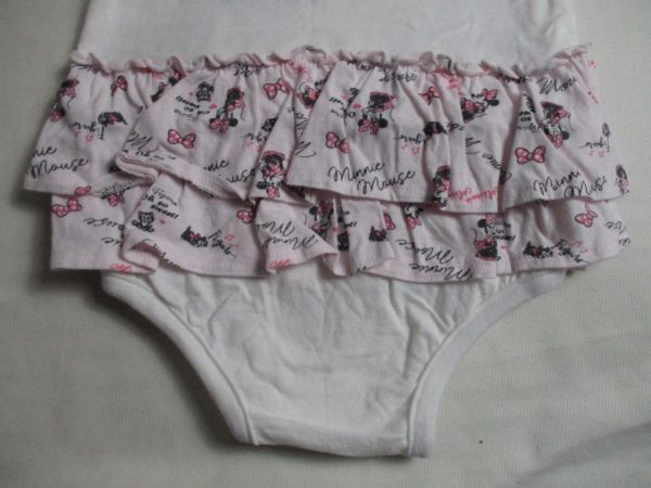 BB470【Disney】ミニーマウス　ティアード　スカート付き　ショートオール　女児　白・淡赤　80_画像8