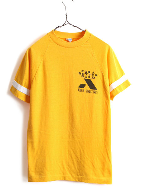 70s USA製 ■ チャンピオン 染み込み プリント 半袖 Tシャツ ( L メンズ 小さめ M 程) 古着 Champion 70年代 ビンテージ バータグ 企業物_画像1