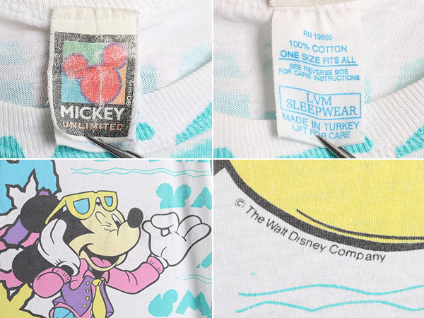 90s USA製 ■ ディズニー オフィシャル ミッキー マウス 総柄 プリント 半袖 Tシャツ ( メンズ レディース XL 程)古着 90年代 キャラクター_画像5